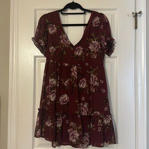 Maroon Cocktail floral dress, worn once